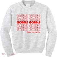 Gobble Gobble Retro Happy Thanksgiving Kids Sweatshirt thumb 0