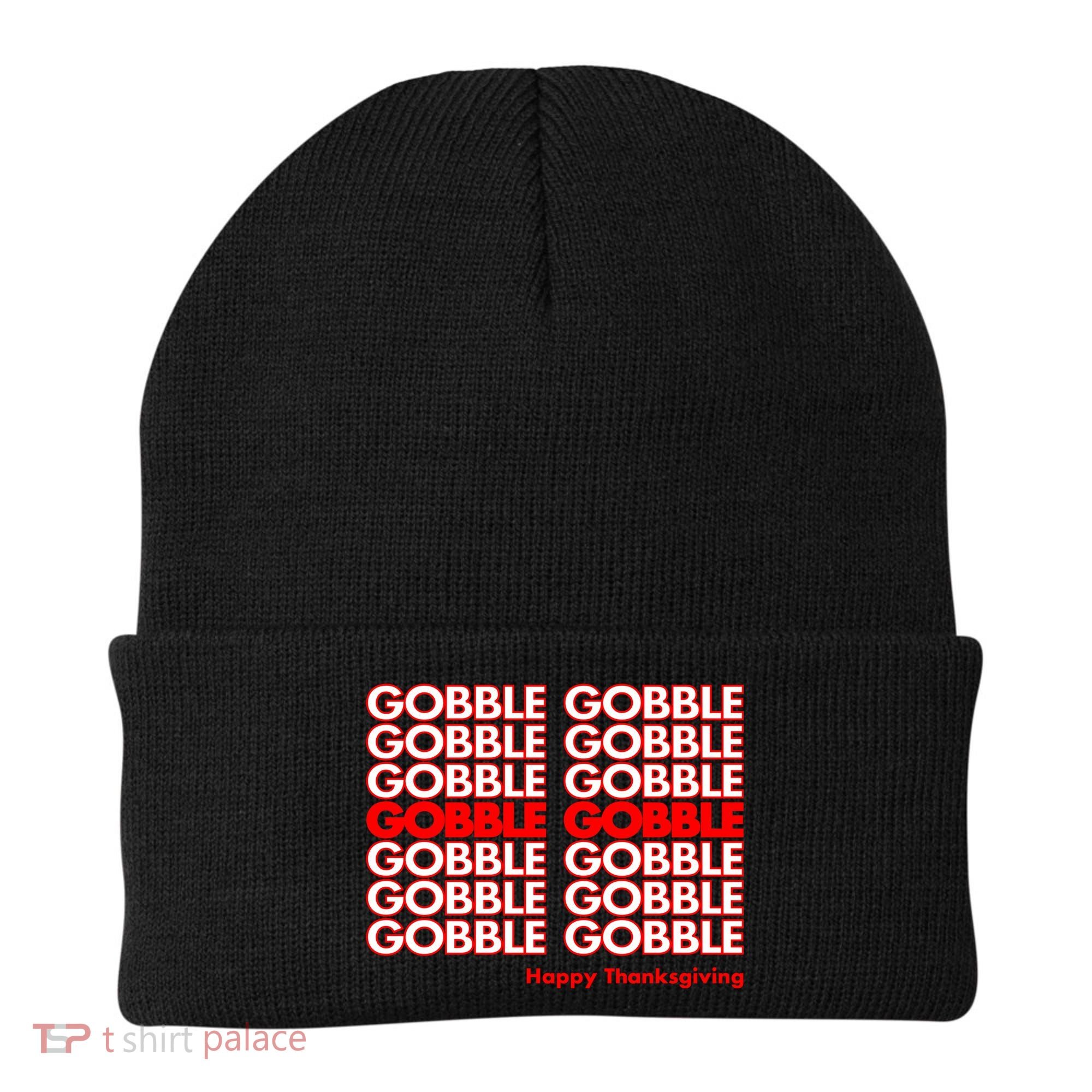 Gobble Gobble Retro Happy Thanksgiving Beanie