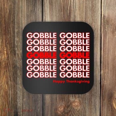 Gobble Gobble Retro Happy Thanksgiving Coaster
