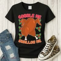 Gobble Me Swallow Me Dancing Turkey Women's T-Shirt thumb 3