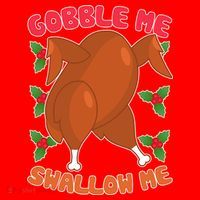 Gobble Me Swallow Me Dancing Turkey Santa Hat thumb 1