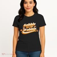Gobble Til You Wobble Funny Thanksgiving Women's T-Shirt thumb 4