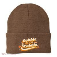 Gobble Til You Wobble Funny Thanksgiving Beanie thumb 0