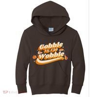 Gobble Til You Wobble Funny Thanksgiving Kids Hoodie thumb 0