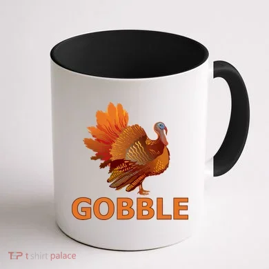 Gobble Turkey Thanksgiving Coffee Mug back