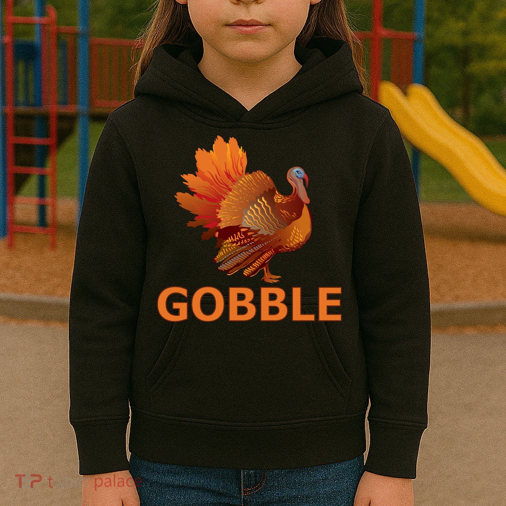 Gobble Turkey Thanksgiving Kids Hoodie