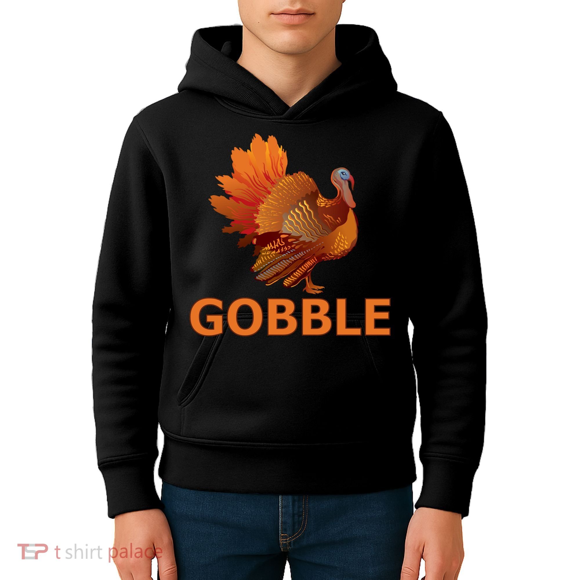 Gobble Turkey Thanksgiving Kids Hoodie