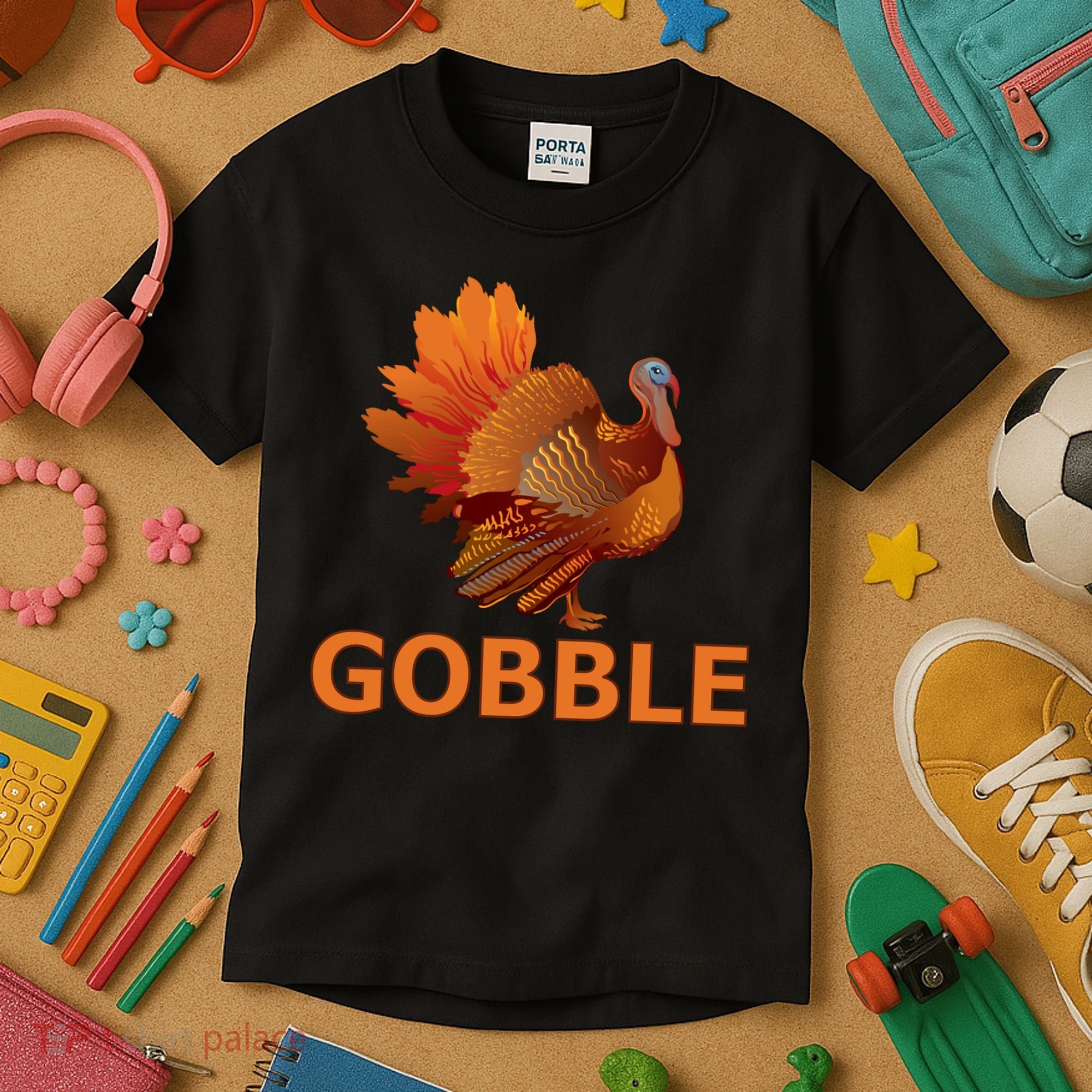 Gobble Turkey Thanksgiving Kids T-Shirt