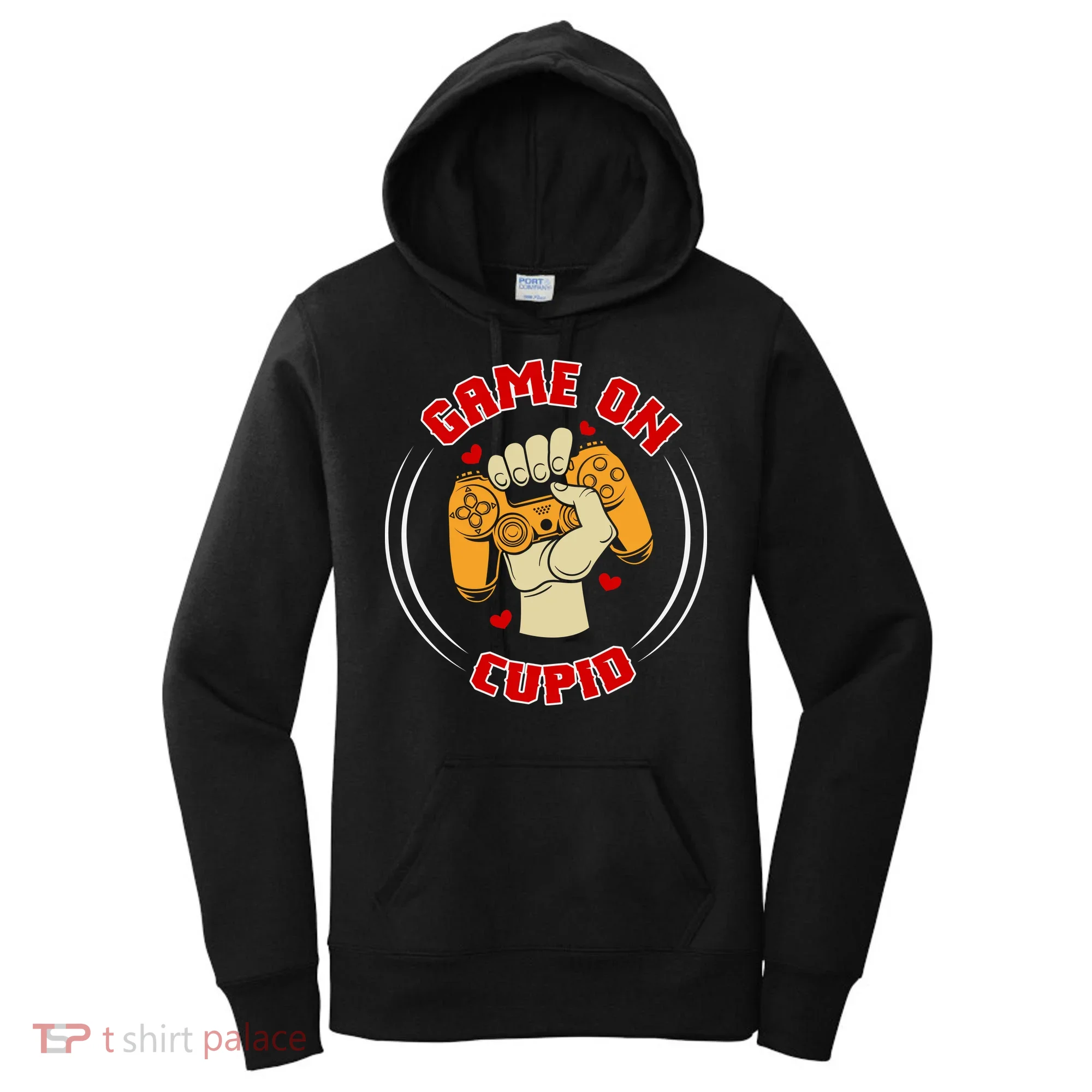 Game On Cupid Video Gaming Valentine Women's Hoodie