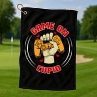 Game On Cupid Video Gaming Valentine Golf Towel thumb 1