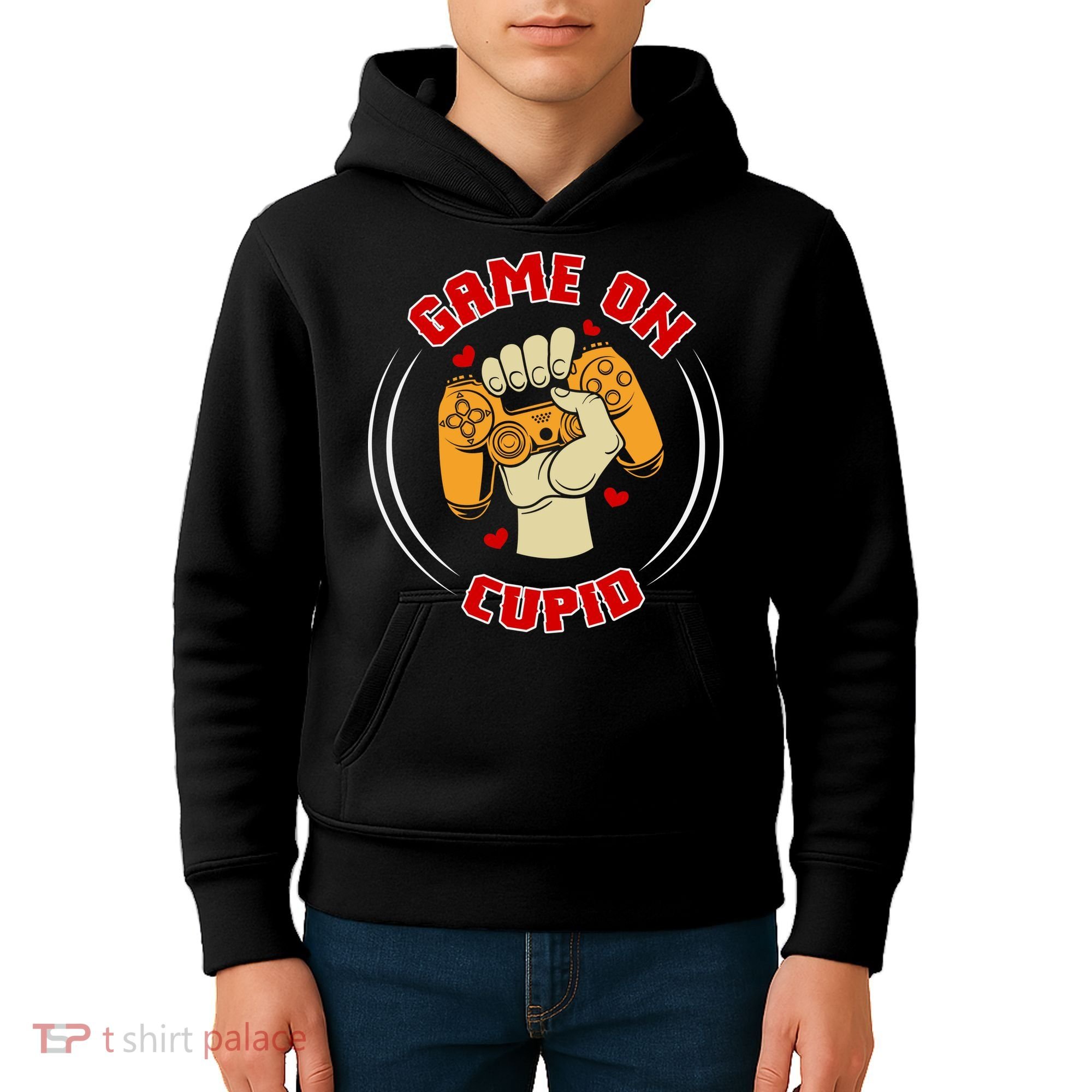 Game On Cupid Video Gaming Valentine Kids Hoodie