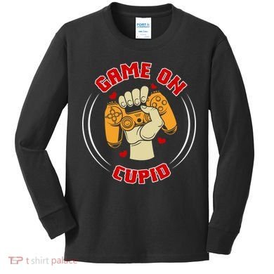Game On Cupid Video Gaming Valentine Kids Long Sleeve Shirt