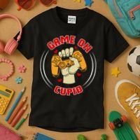 Game On Cupid Video Gaming Valentine Kids T-Shirt thumb 3