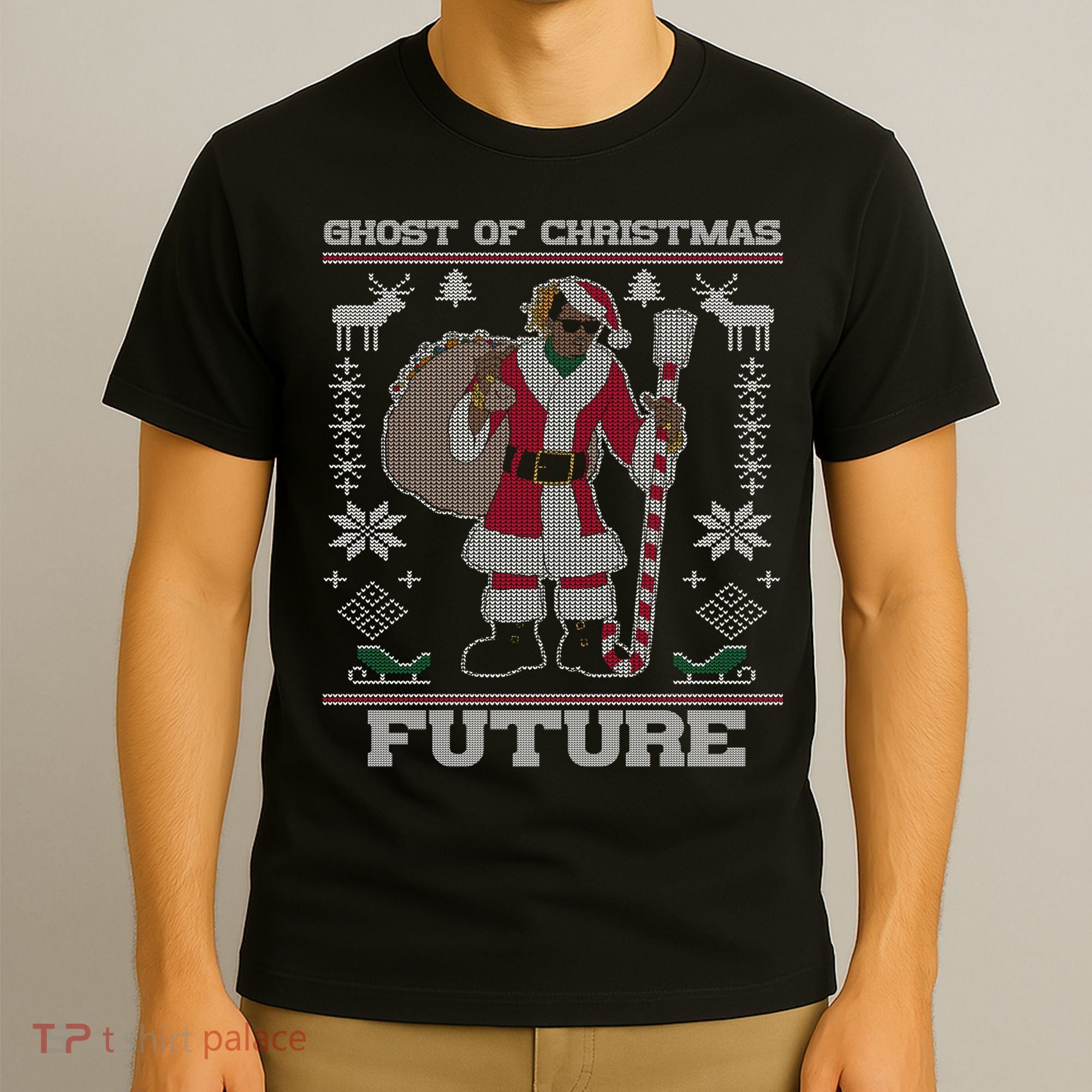Ghost Of Christmas Future Ugly Christmas Sweater Rap T-Shirt