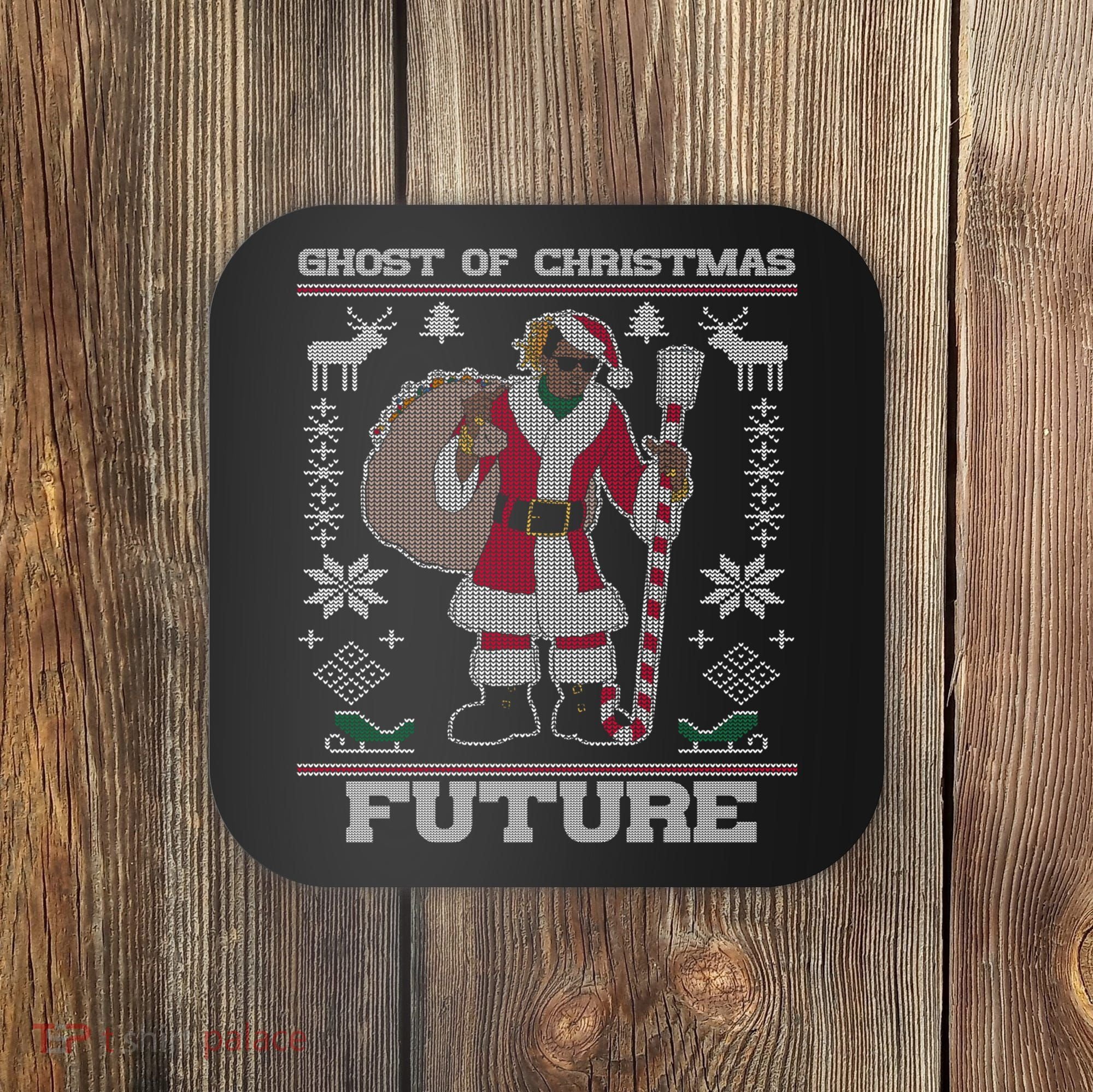 Ghost Of Christmas Future Ugly Christmas Sweater Rap Coaster