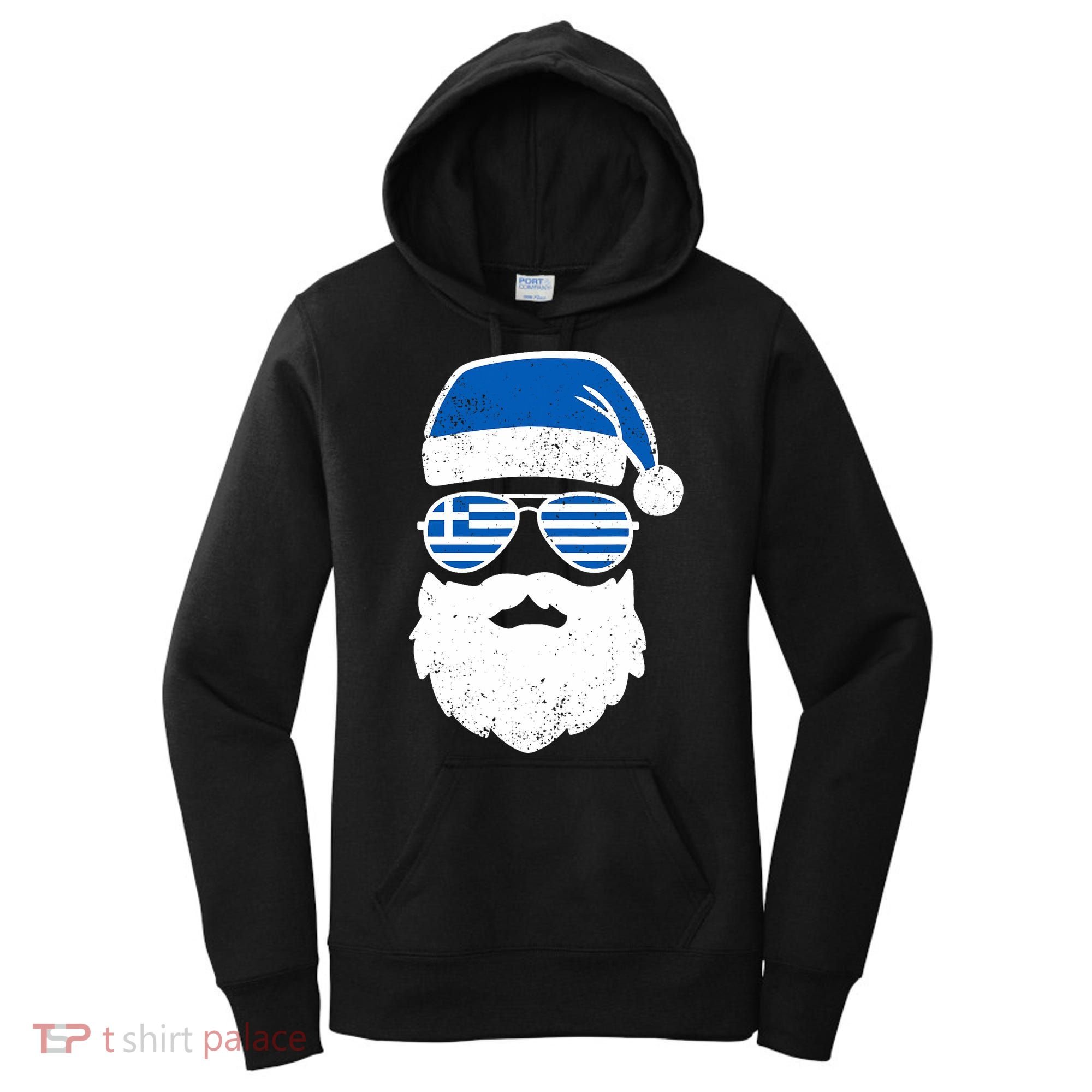 Greek Orthodox Christmas Santa Claus Greece Flag Greek Women's Hoodie