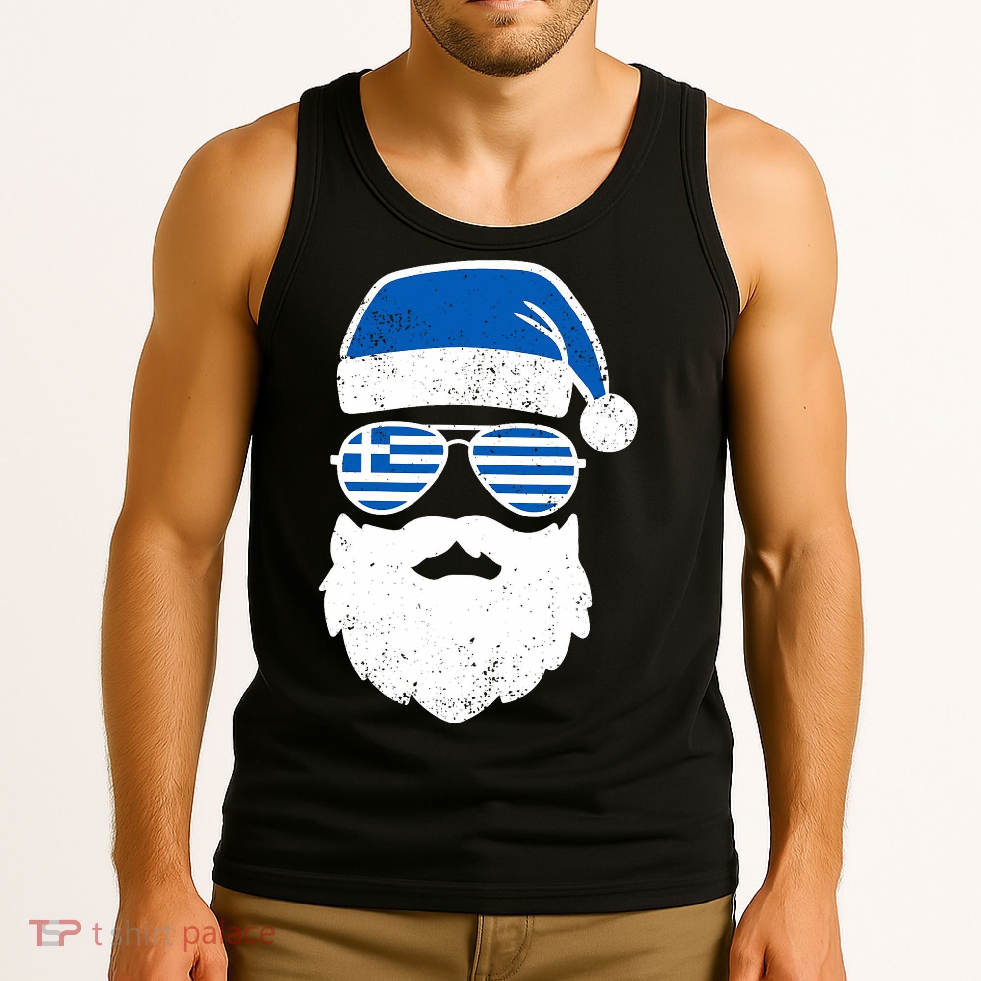 Greek Orthodox Christmas Santa Claus Greece Flag Greek Tank Top