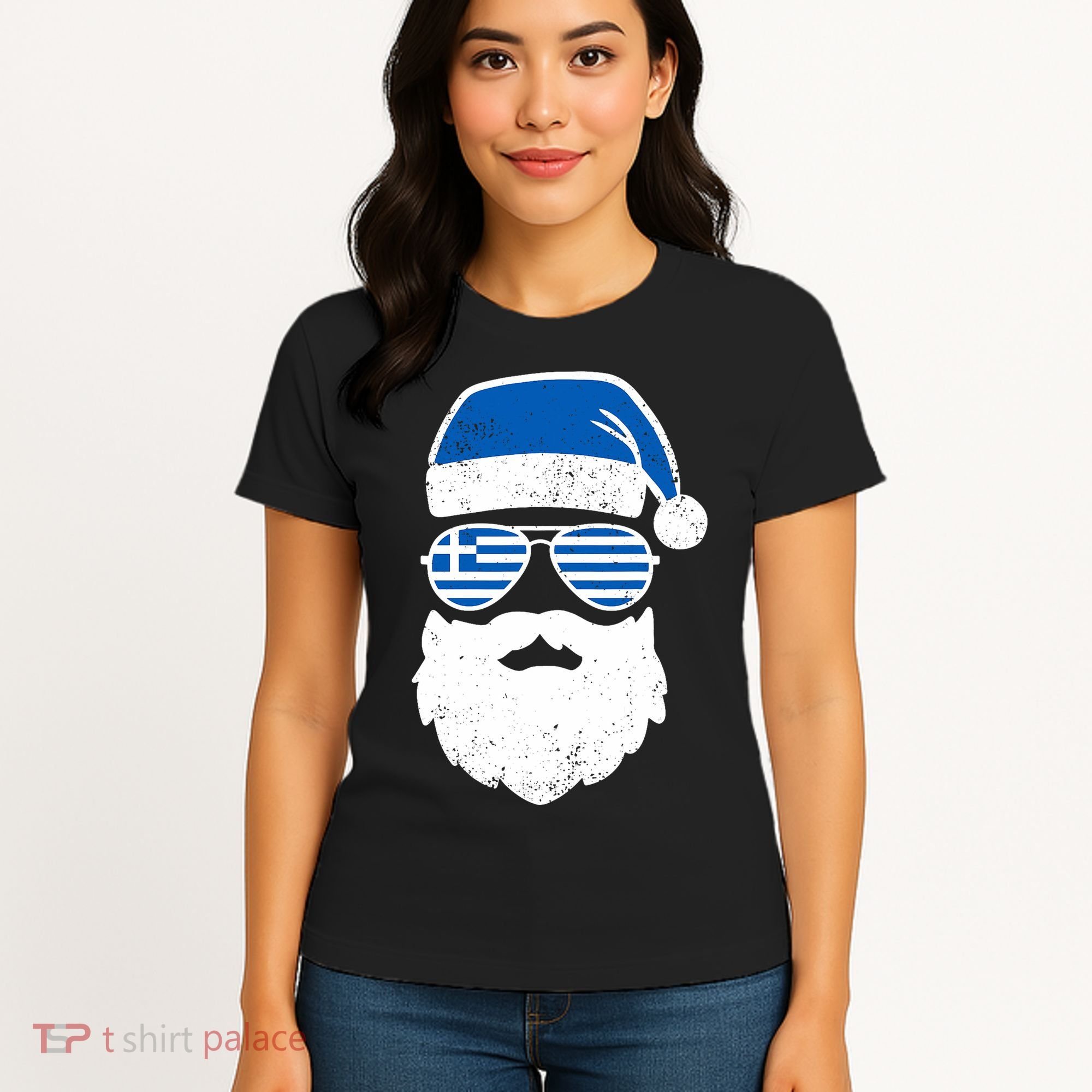 Greek Orthodox Christmas Santa Claus Greece Flag Greek Women's T-Shirt