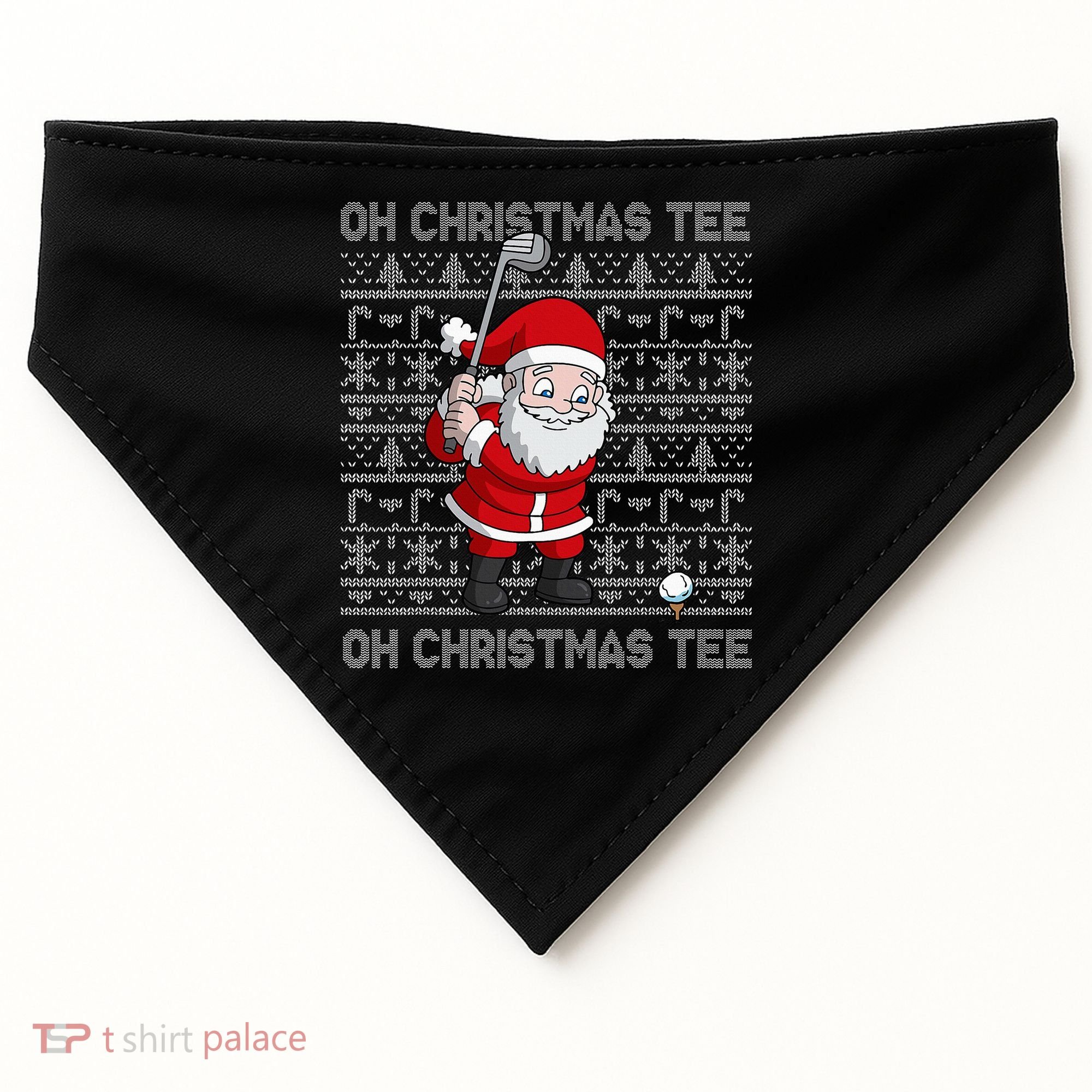 Golf Oh Christmas Santa Claus Golfer USA-Made Doggie Bandana