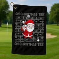 Golf Oh Christmas Santa Claus Golfer Golf Towel thumb 1