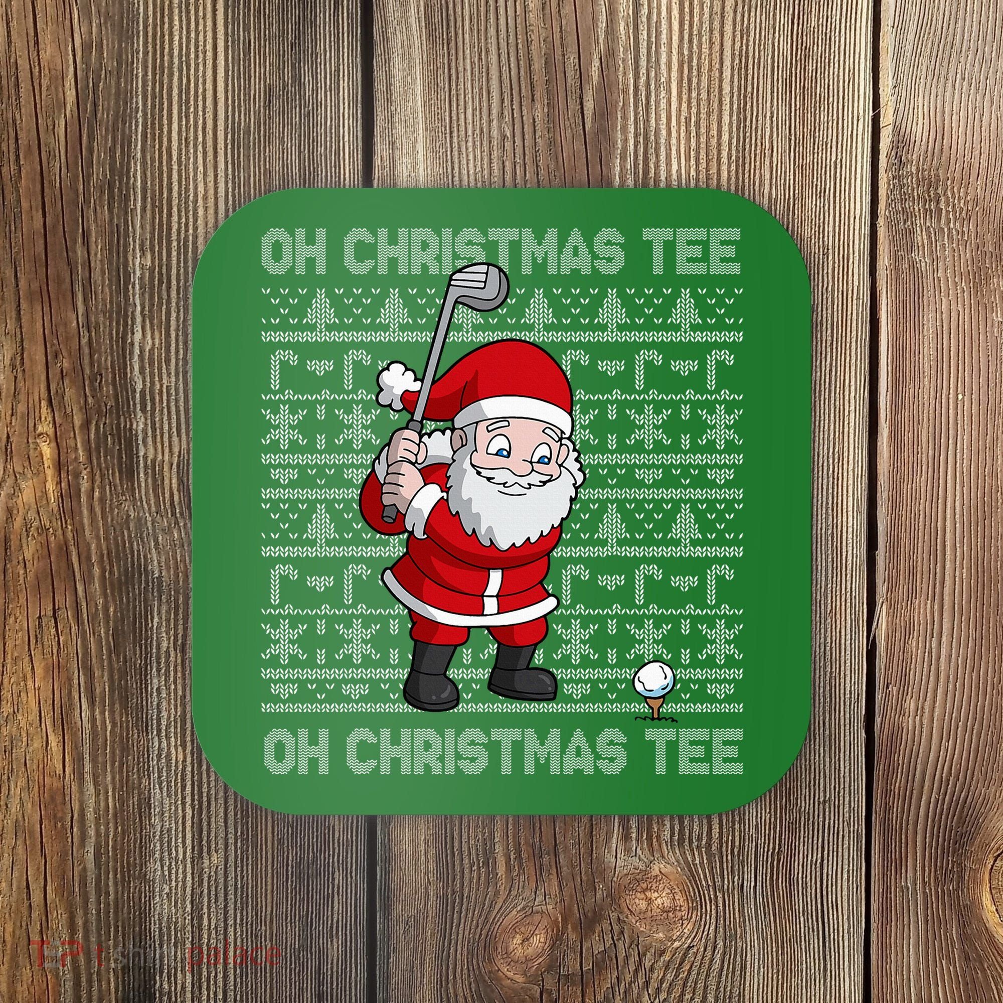 Golf Oh Christmas Santa Claus Golfer Coaster