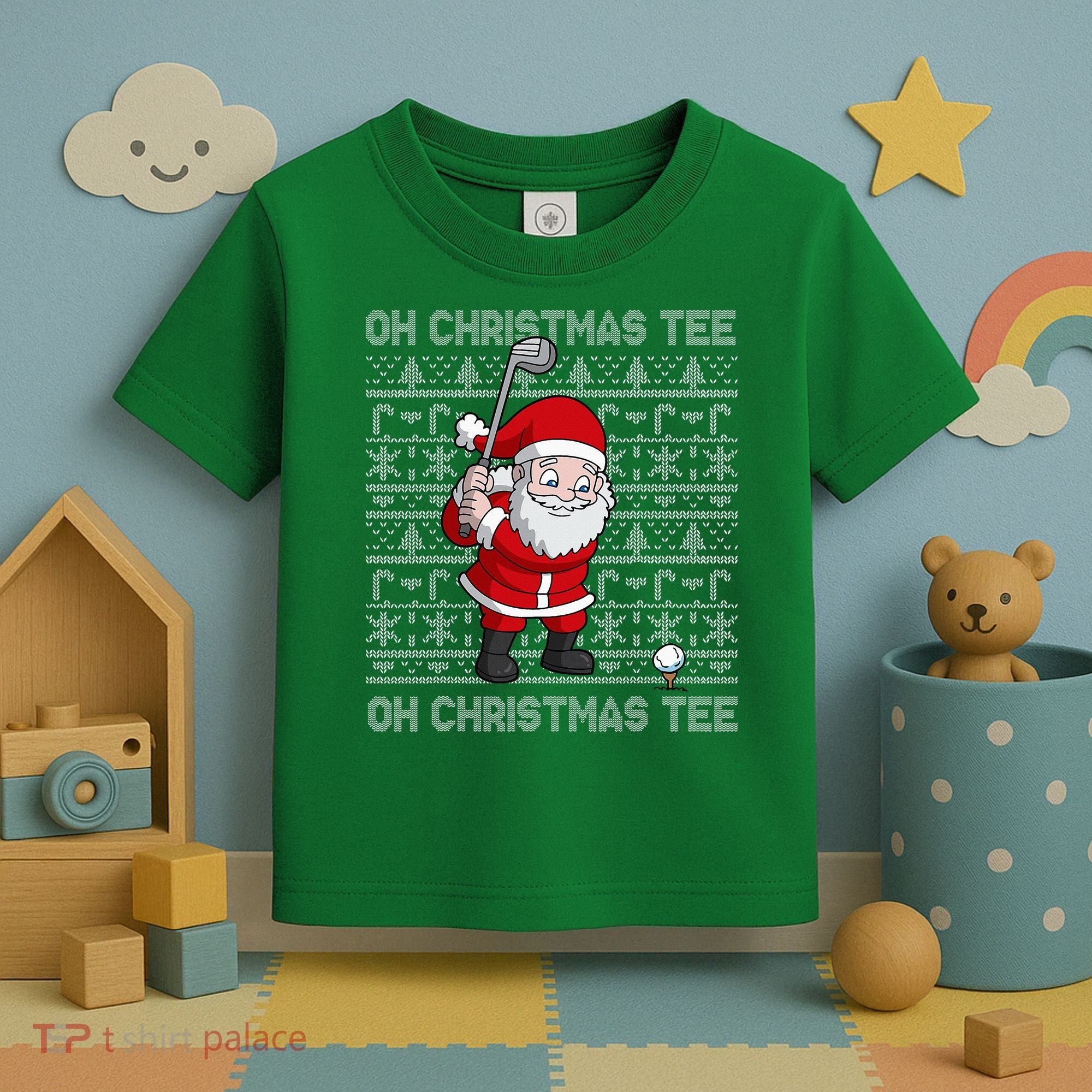 Golf Oh Christmas Santa Claus Golfer Toddler T-Shirt