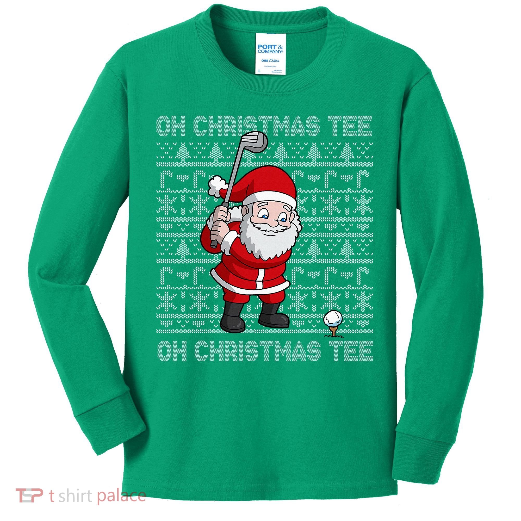 Golf Oh Christmas Santa Claus Golfer Kids Long Sleeve Shirt