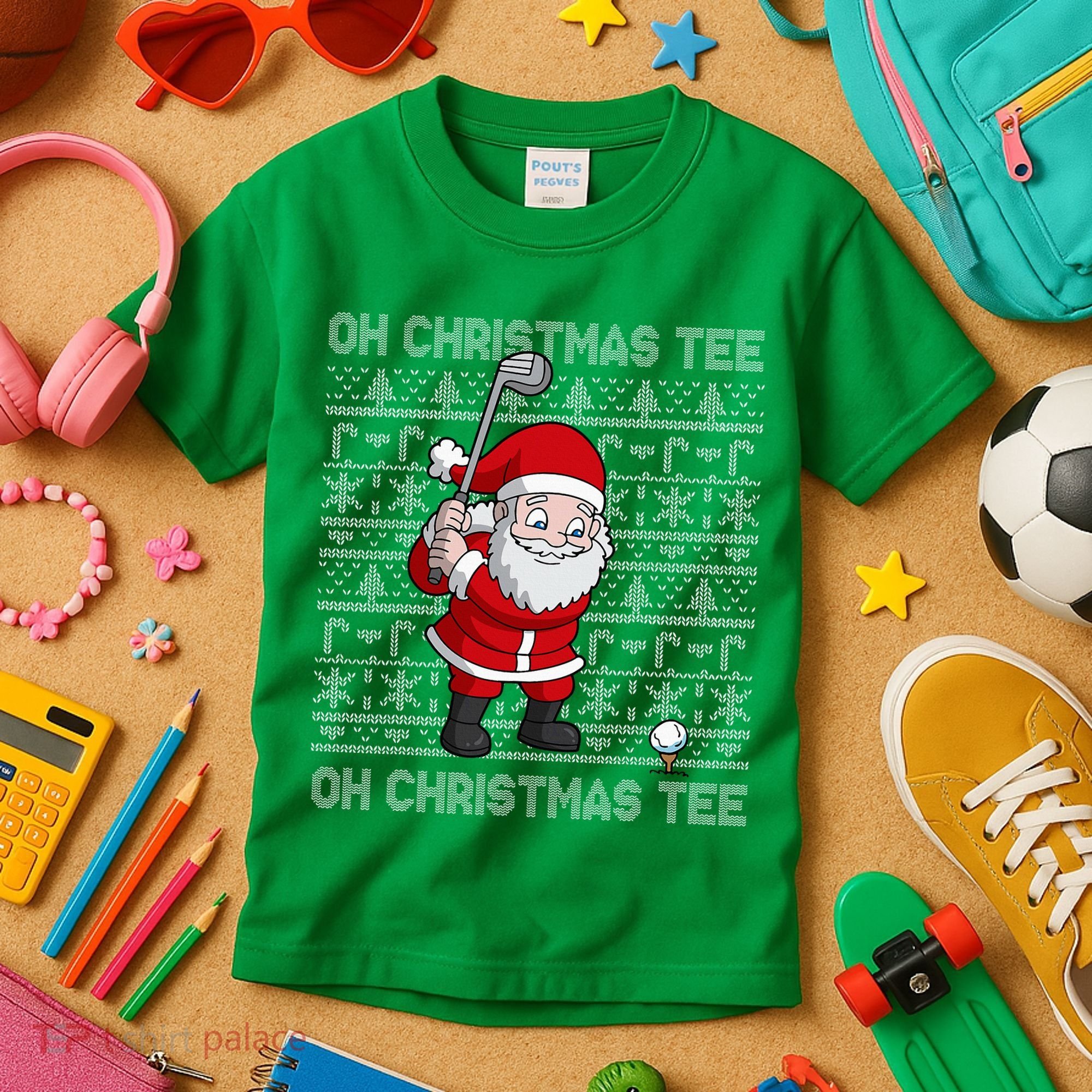 Golf Oh Christmas Santa Claus Golfer Kids T-Shirt