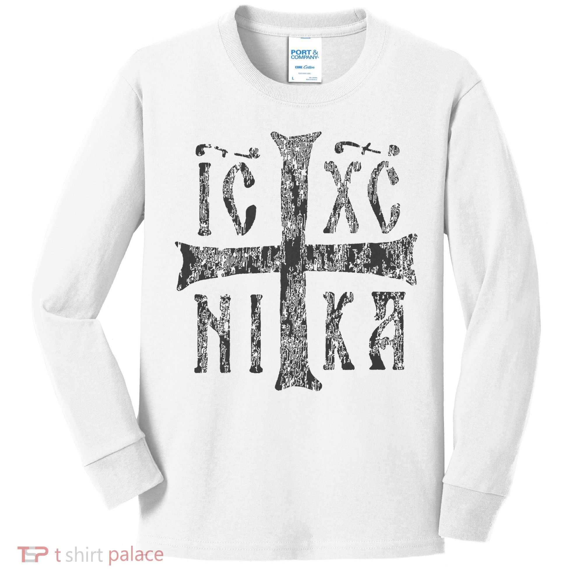 Greek Orthodox Cross Christogram Icxc Nika Jesus Christ Kids Long Sleeve Shirt