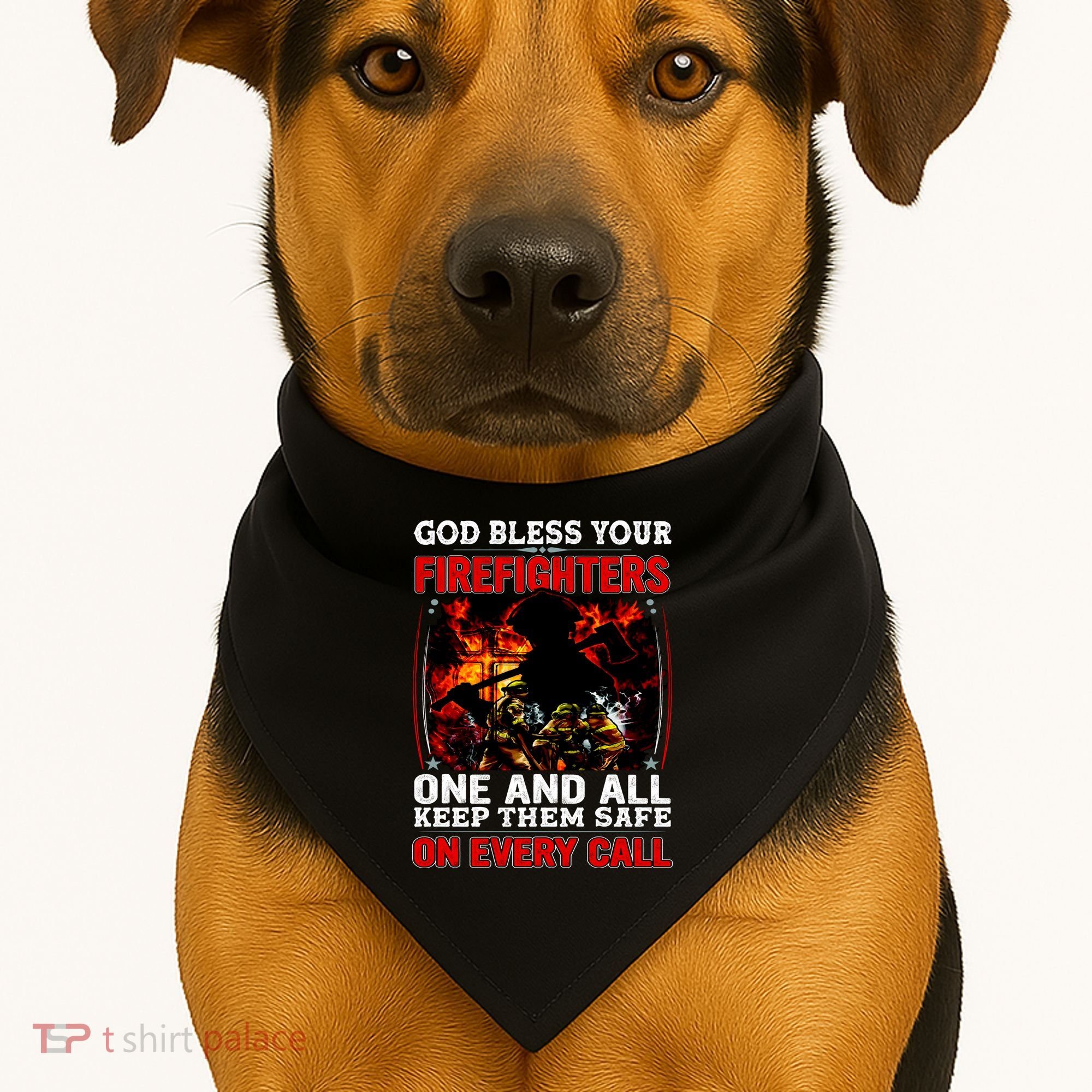 God Bless Firefighters USA-Made Doggie Bandana