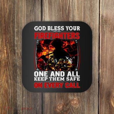 God Bless Firefighters Coaster