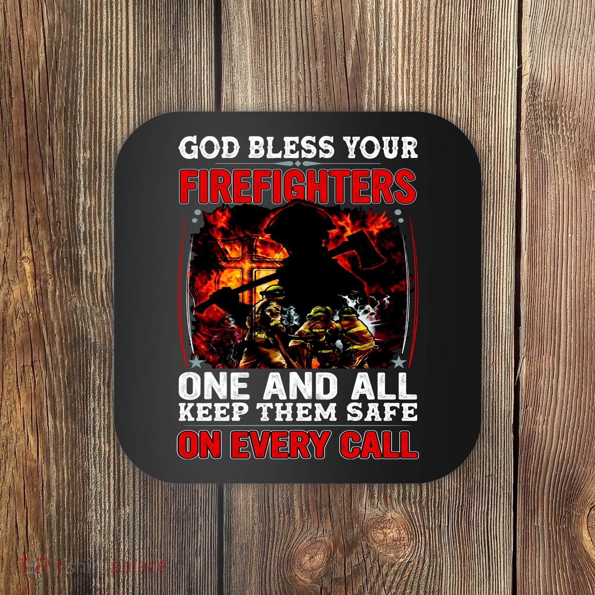 God Bless Firefighters Coaster