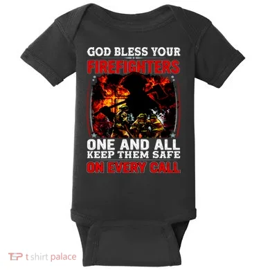 God Bless Firefighters Baby Bodysuit