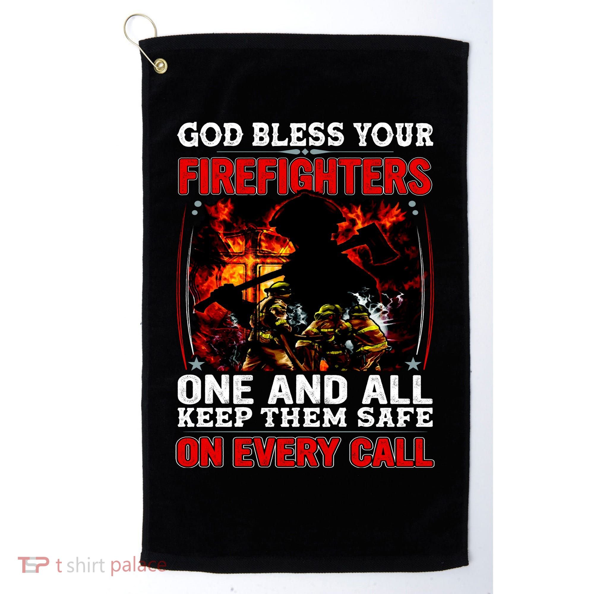God Bless Firefighters Golf Towel