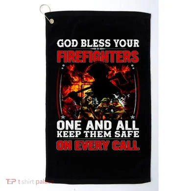 God Bless Firefighters Golf Towel