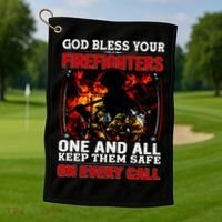 God Bless Firefighters Golf Towel thumb 1