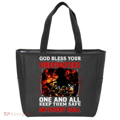 God Bless Firefighters Tote Bag