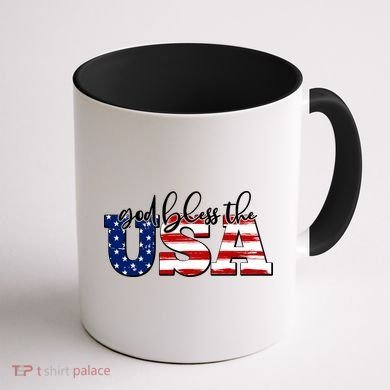 God Bless The USA American Flag Coffee Mug back