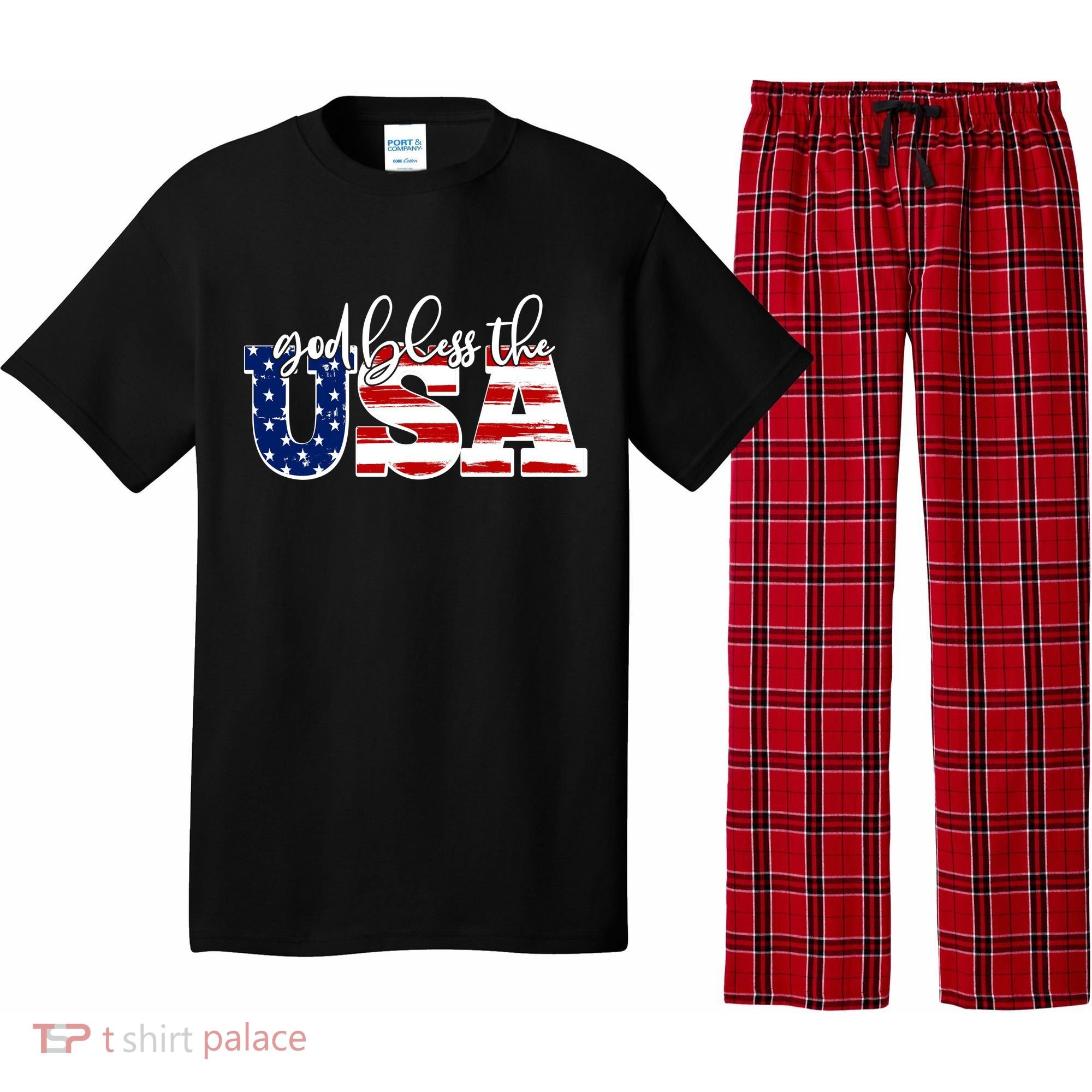 God Bless The USA American Flag Pajama Set