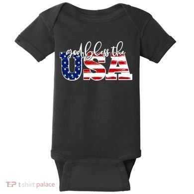 God Bless The USA American Flag Baby Bodysuit