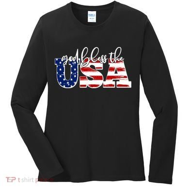 God Bless The USA American Flag Women's Long Sleeve Shirt
