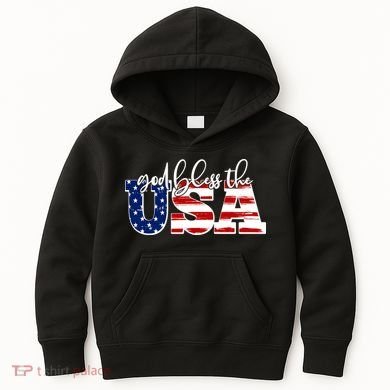 God Bless The USA American Flag Kids Hoodie