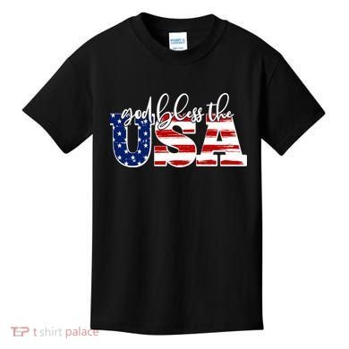 God Bless The USA American Flag Kids T-Shirt