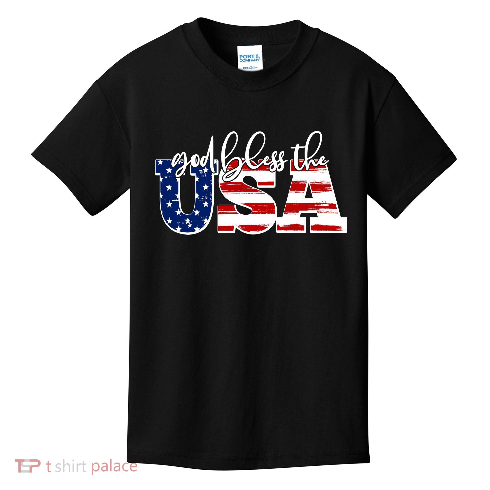 God Bless The USA American Flag Kids T-Shirt