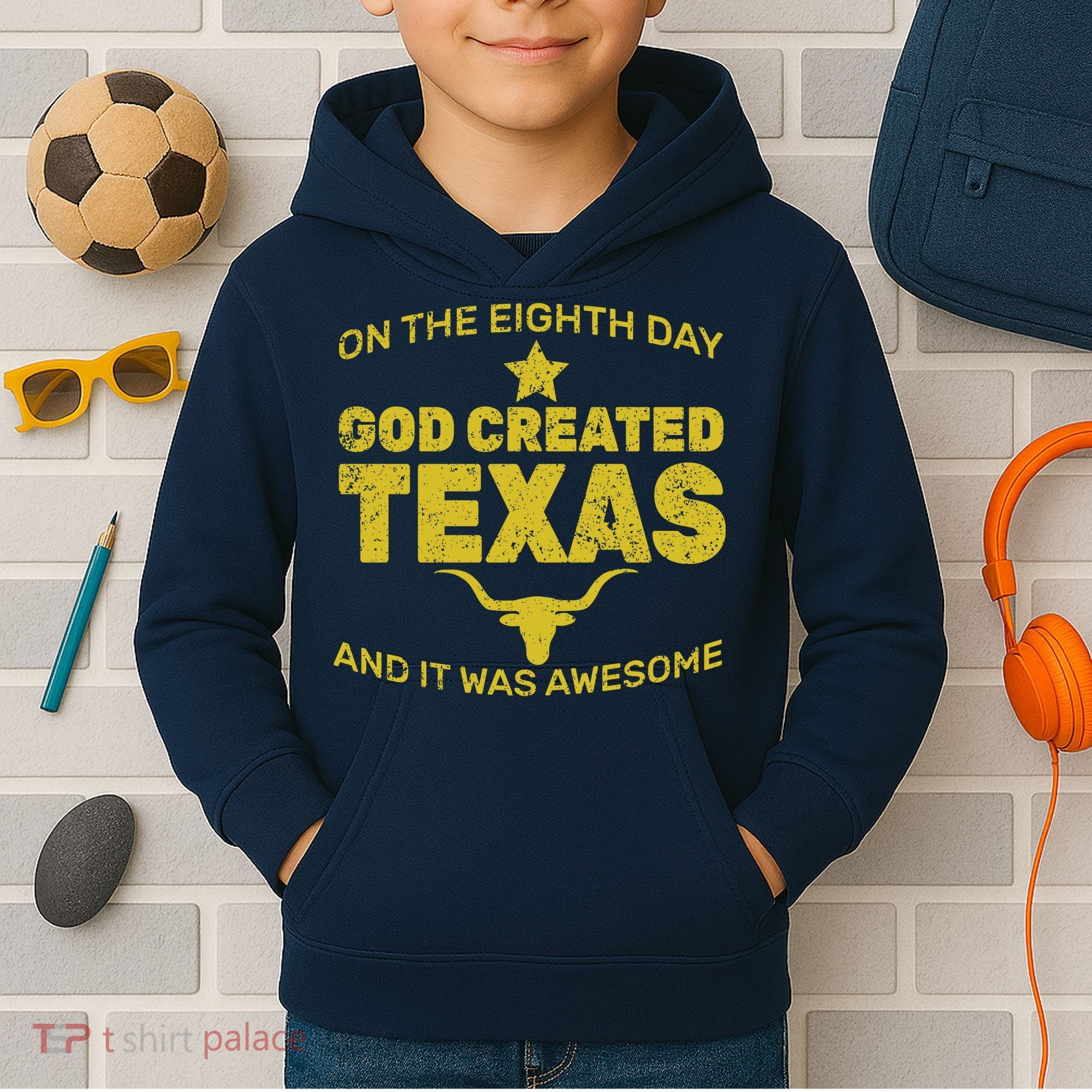 God Created Texas Kids Hoodie