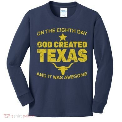 God Created Texas Kids Long Sleeve Shirt