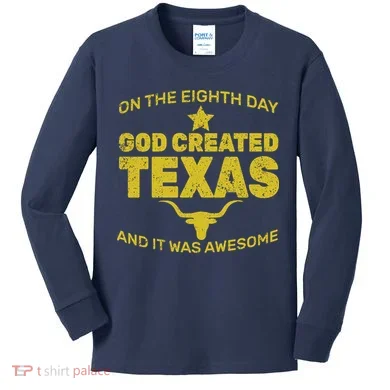 God Created Texas Kids Long Sleeve Shirt