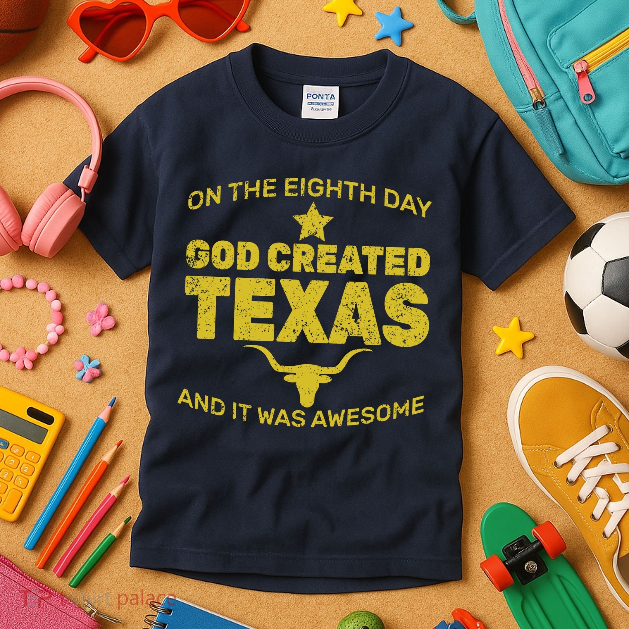 God Created Texas Kids T-Shirt