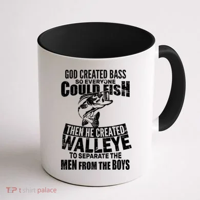 God Created Walleye Coffee Mug back
