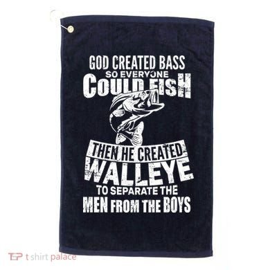 God Created Walleye Golf Towel